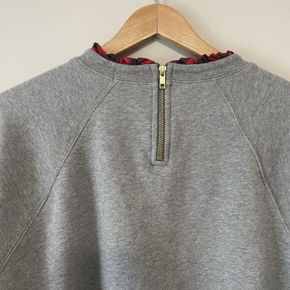 J Crew Women’s Gray Sweatshirt 2X Buffalo Check - Picture 4 of 10